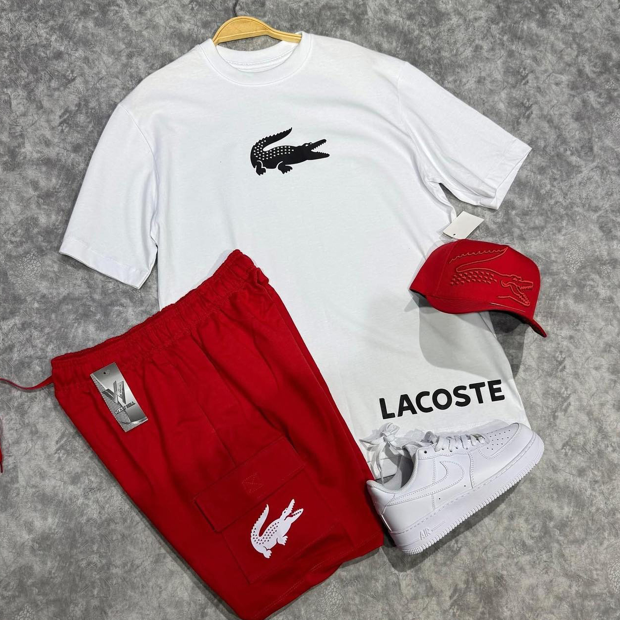 Lacoste Lettering Crocodile Print Cotton Short Sleeve T-Shirt