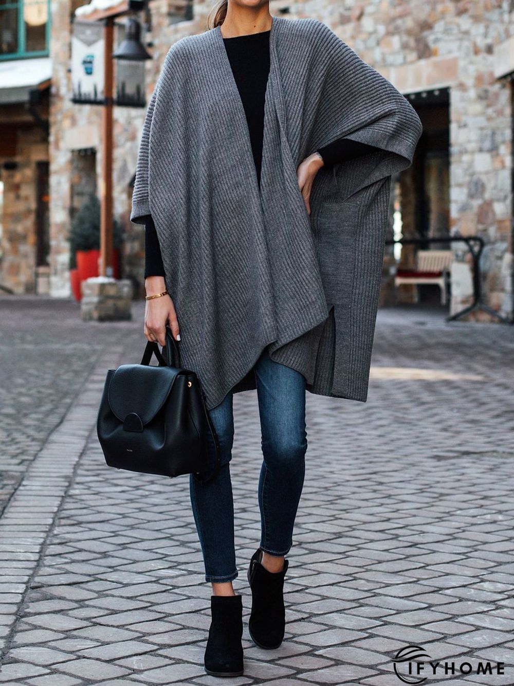 Collarless Casual Solid Cardigan | IFYHOME