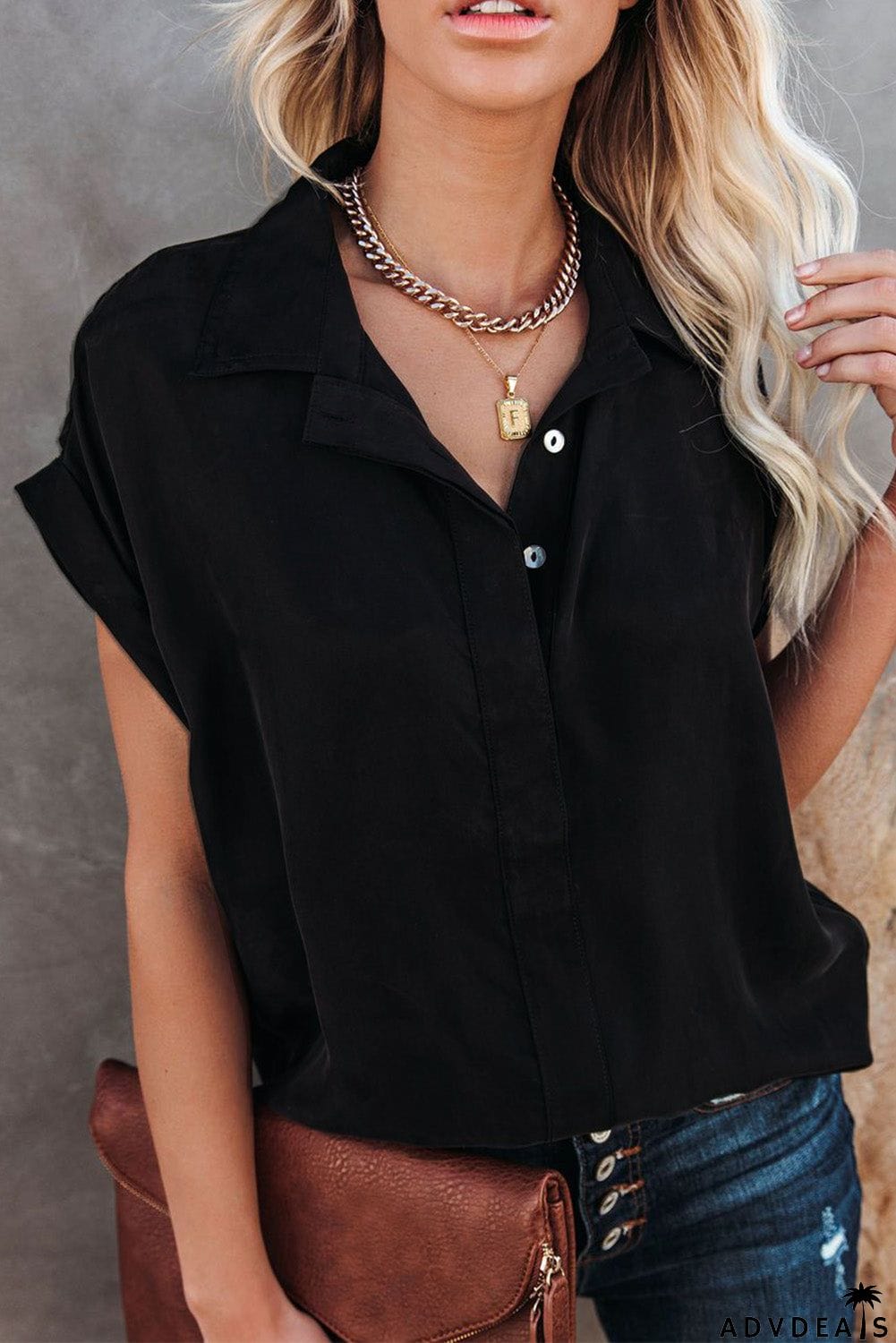 Collared Button Short Sleeves Shirt