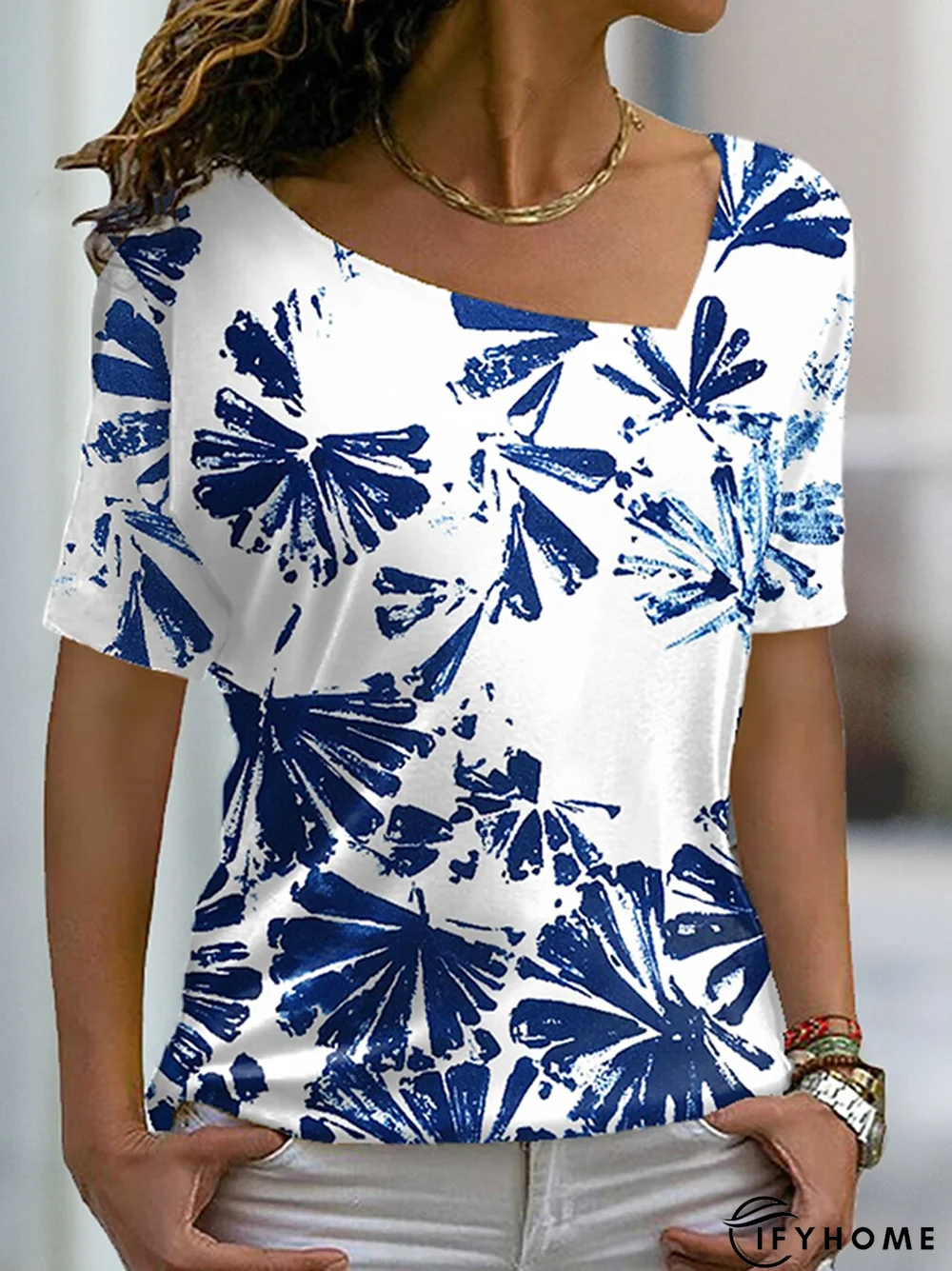 Floral Short sleeve Casual Tunic T-Shirt | IFYHOME