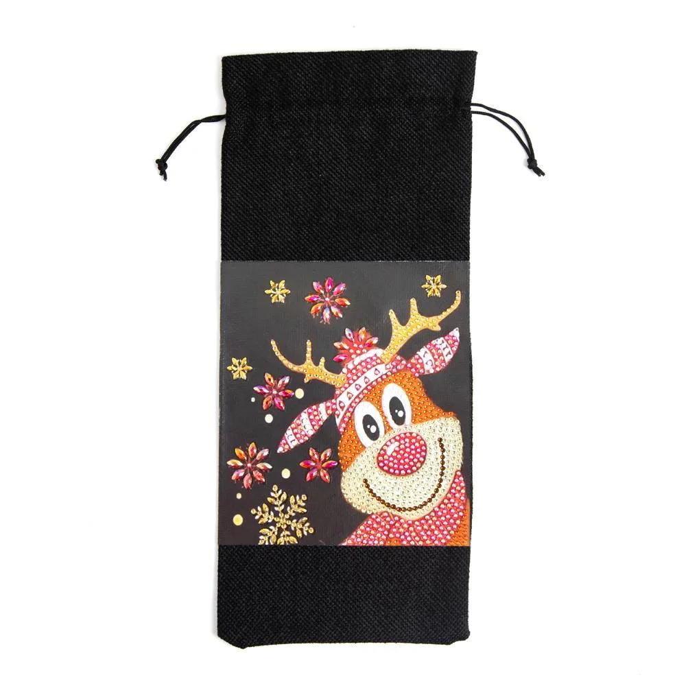 DIY Diamond Painting Xmas Wine Bottle Bag - Christmas Elk