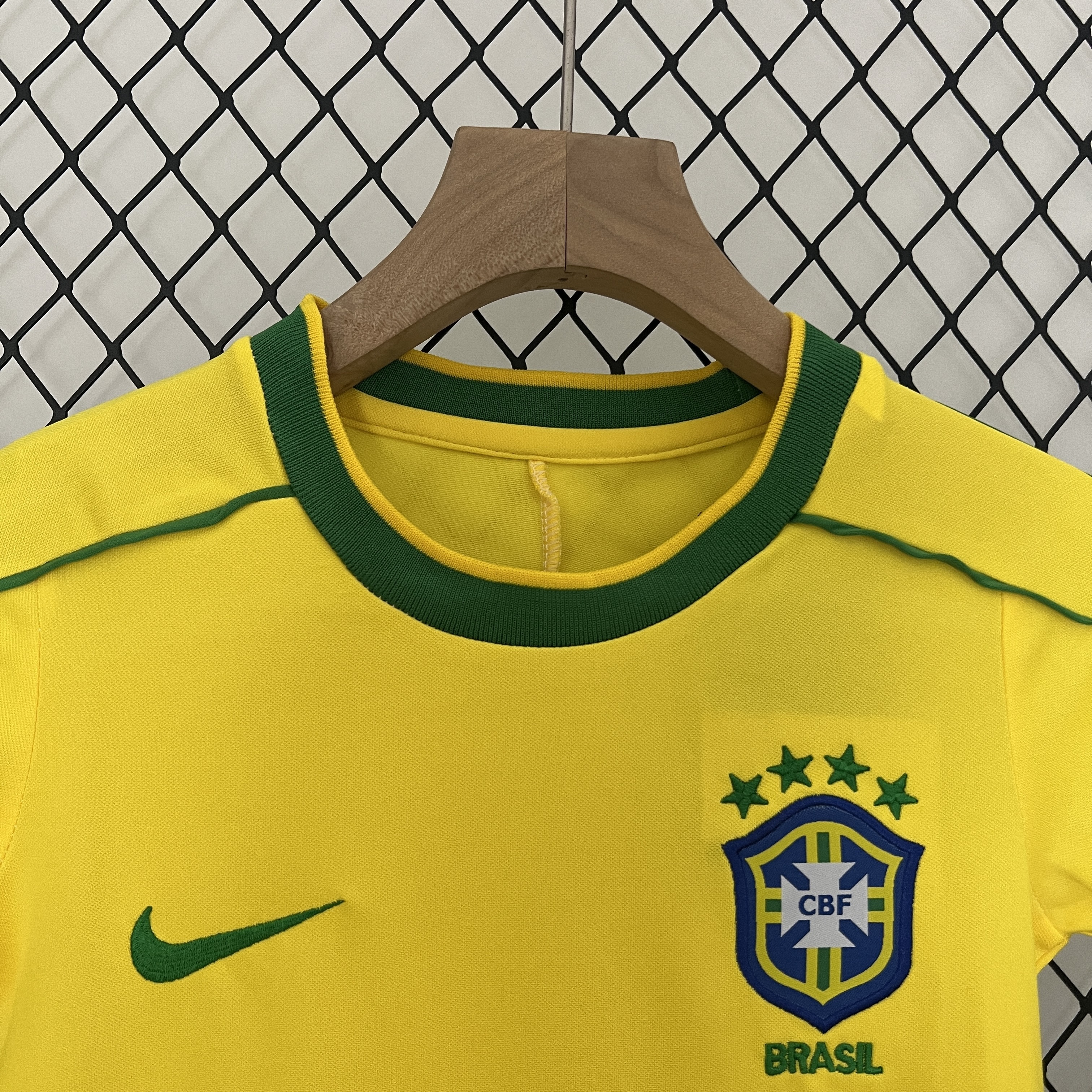 1998 Retro Brazil Home Kids Kit Football jersey Thai Quality