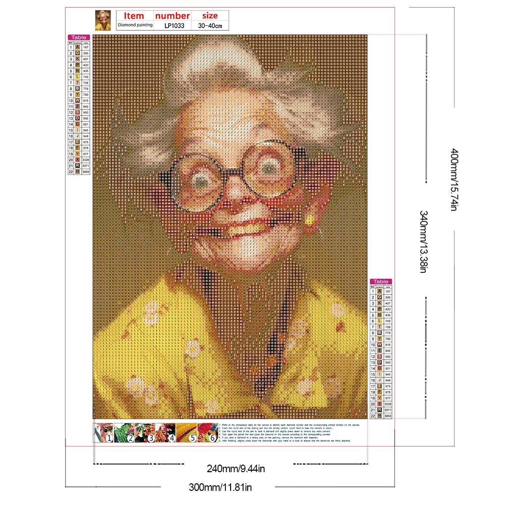 Diamond Painting - Full Round Drill - Cute Old Granny(Canvas|30*40cm)