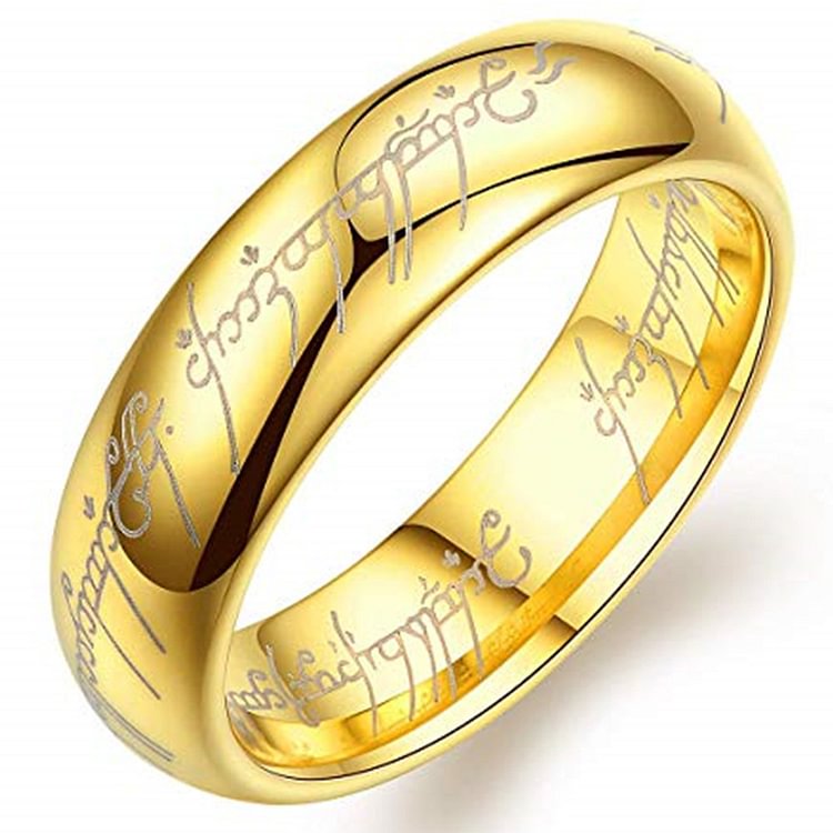 Lord Of The Rings - Yellow Gold Tungsten Rings-ring Of Power