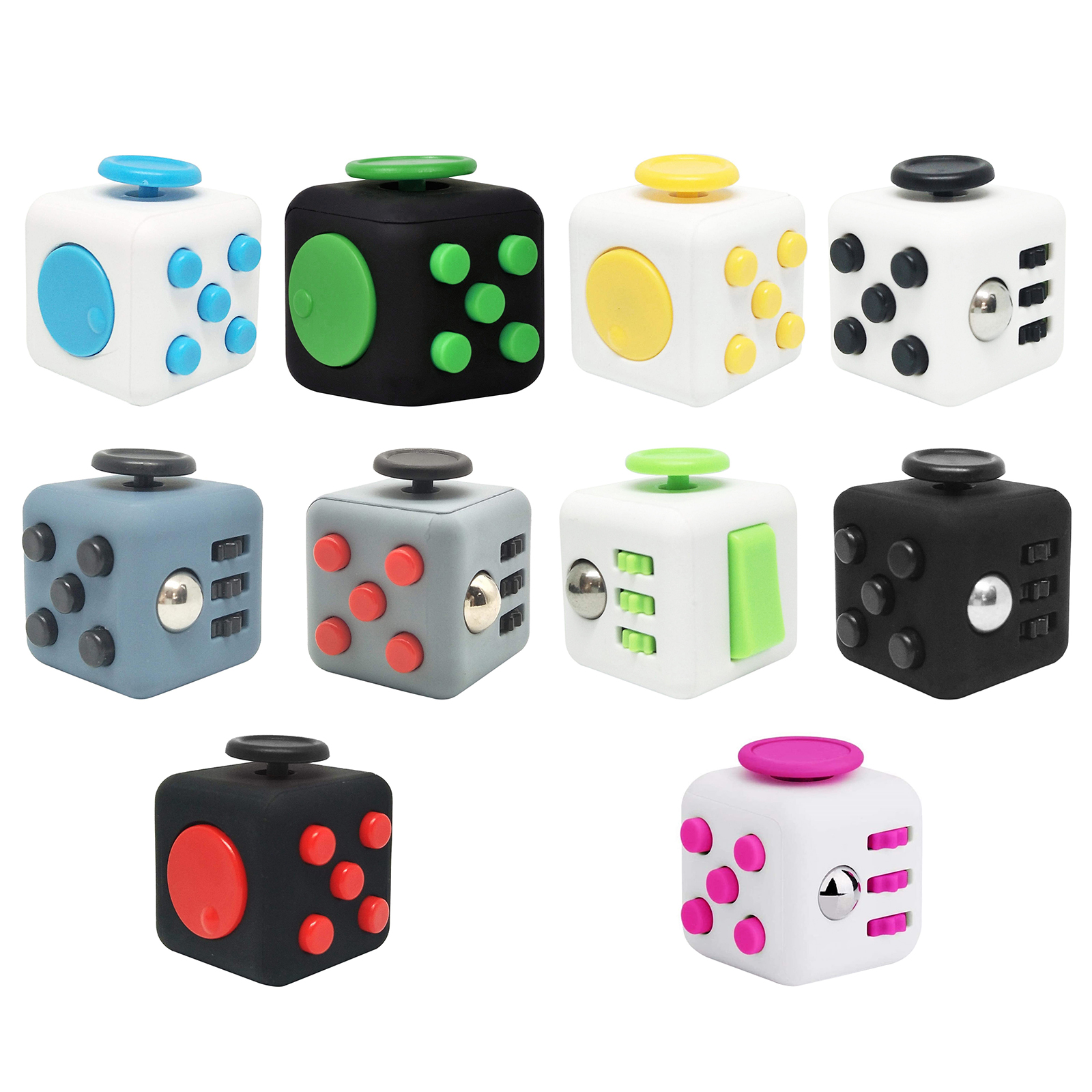 

Fidget Anxiety Cube for ADHD, Mini Dice Stress Relief Toy, Finger Sensory, White-green, 501 Original