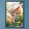 (40*60cm)Cat with Umbrella - Full Round Drill Diamond Painting