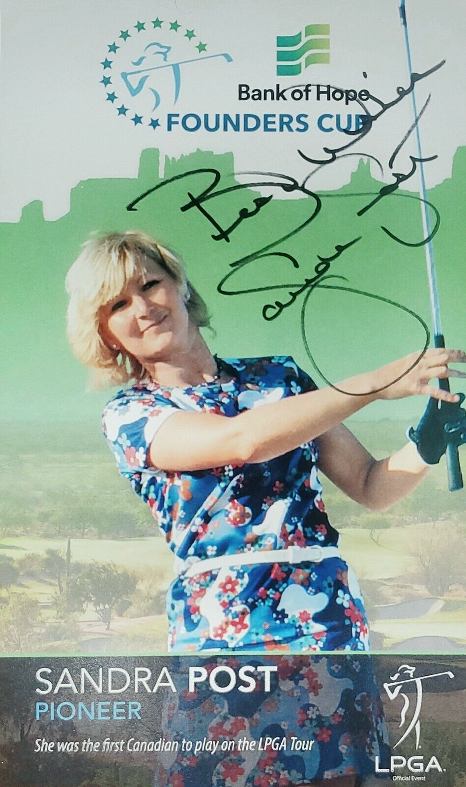 Sandra Post Hand Signed Autograph Photo Poster painting Card Canada Canadian LPGA Golfer Golf