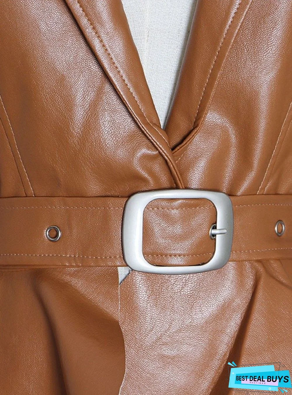 Belted Pu Leather Jacket