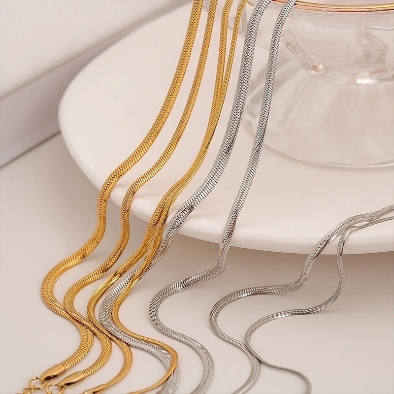 Minimalist Classic Style Solid Color 304 Stainless Steel 18K Gold Plated Plating Necklace