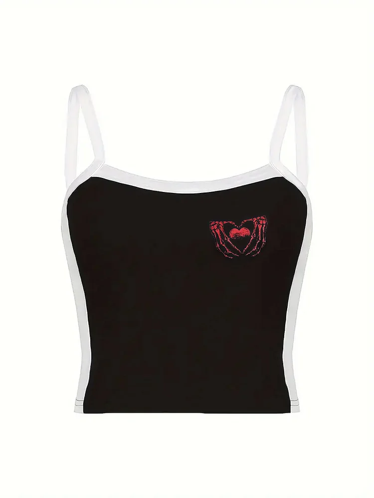 Heart Skull Y2K Halter Top Female Young Girl Strapless Sleeveless Sexy Orientation