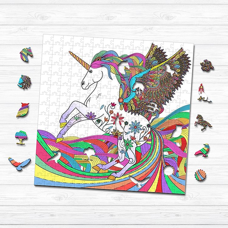 Sunnypuzzle™-Rainbow Unicorn Wooden Jigsaw Puzzle