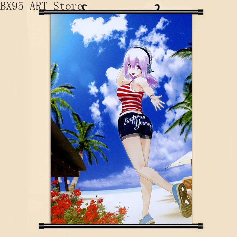 Cotton Tshirt Canvas Painting Wall Art SONICOMI Super Sonico Anime Posters and Prints Nordic Room Decor Pictures Living Kids Home Decoration t -shirt Tee