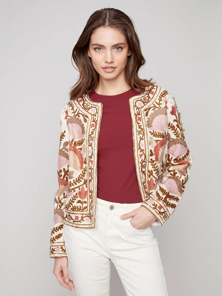 Embroidered Open Front Jacket - Ceremony