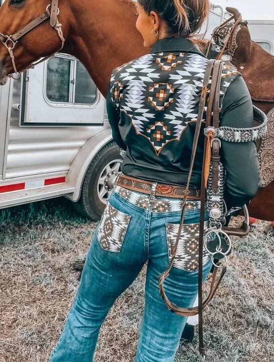 Retro Aztec Rodeo Shirt-0520