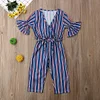 Kid Baby Girl Stripe Jumpsuit Bodysuit Pants Romper
