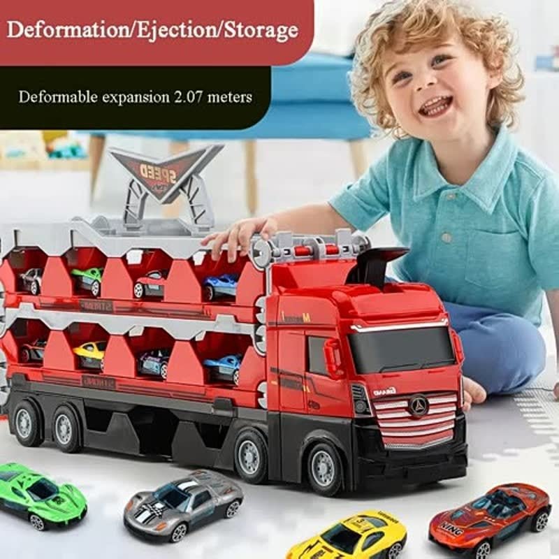 Kids' Deform Catapulting And Shooting Big Truck Folding Storage Transporter Toy