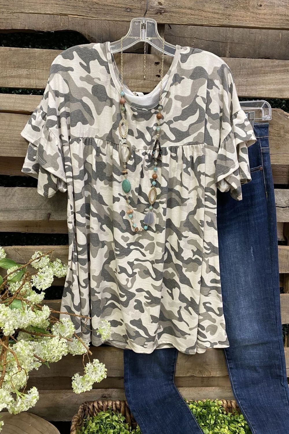 Ins 2021 Summer Women'S Style Round Neck Short Sleeve Camouflage T-Shirt