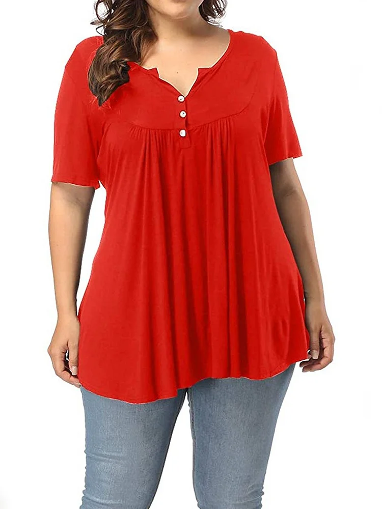 Short Sleeve Solid Casual Cotton Tops