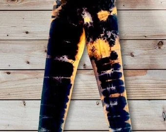 pornhint Pornhint Medium Bleach Dyed Leggings | Upcycled Clothing |Cool Leggings | Made in Canada | Festival clothing | Mint girls
