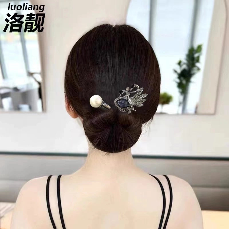 Women’s Minimalist Peacock Feather Flower Alloy Plating Inlay Rhinestones Hair Band