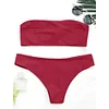 ZAFUL 2018 Women Bandeau Padded Bikini Set Sexy Low Waist Solid Color Strapless Swimsuit Swim Bathing Suit Brazilian Swimwear