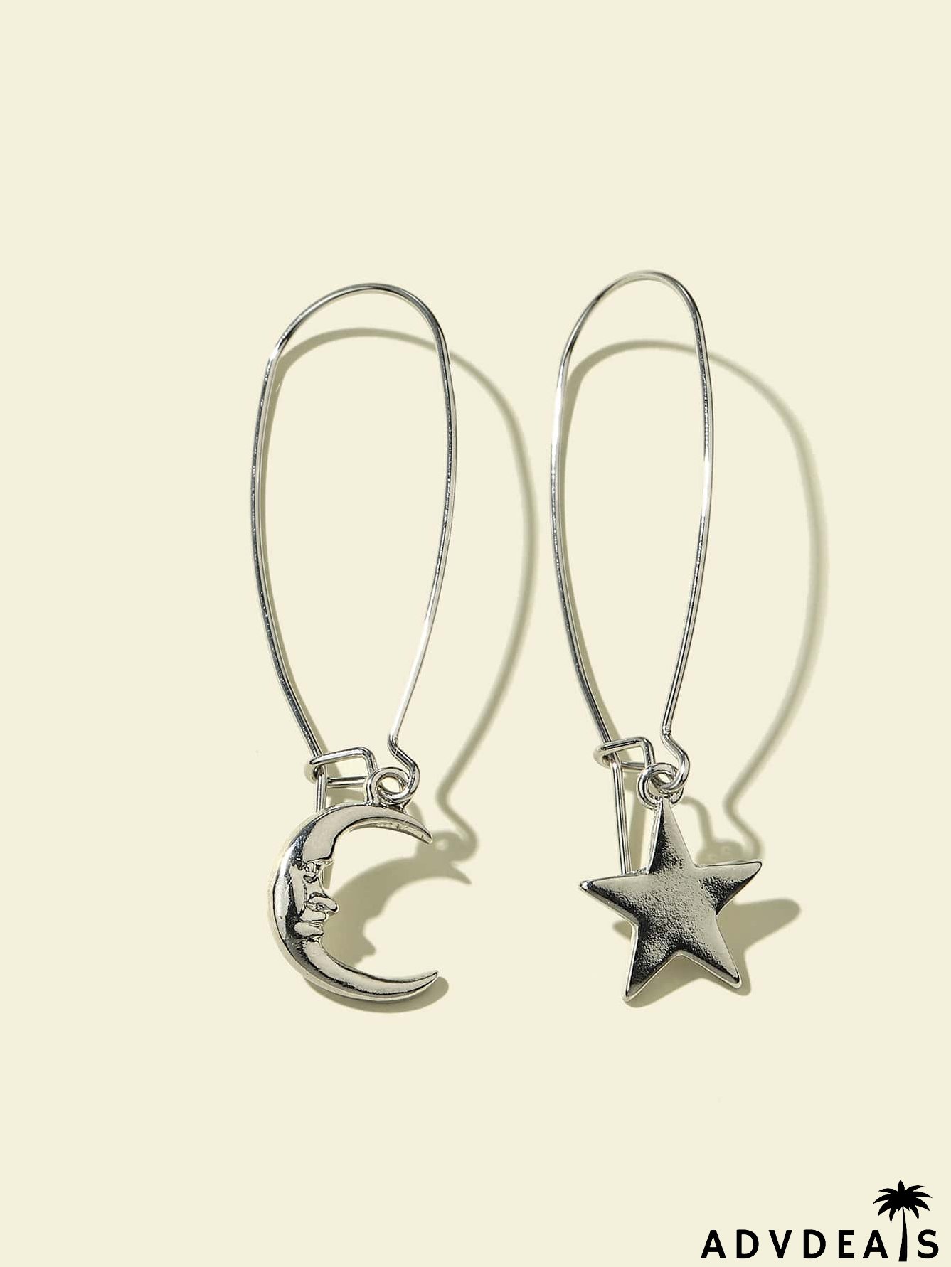 Star & Moon Charm Drop Earrings