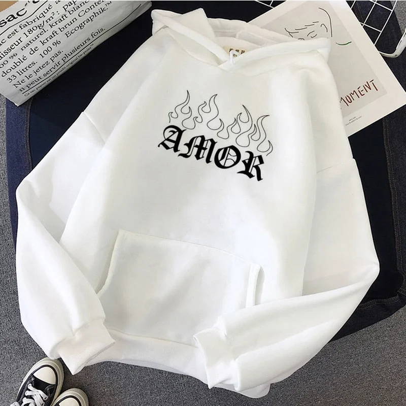 Women Winter Hoodies black size clothes Sweatshirt tops clothing Hoodie Sleeve Female thrasher Hoody vintage Print Harajuku para