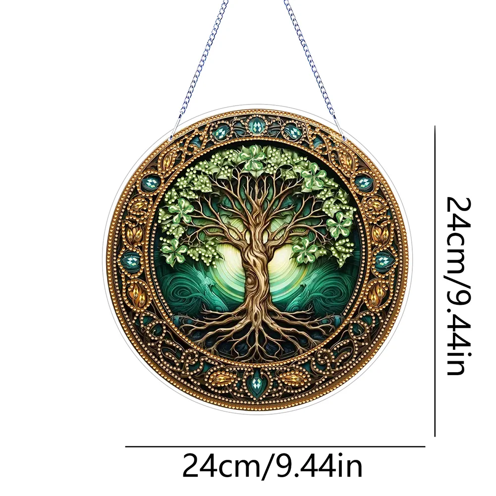 DIY Life Tree PVC Special Shaped Hanging Diamond Painting Art Pendant Suncatcher Home Windows Decor 