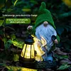Flocked Gnome Statue with Solar Light Outdoor Gnome Decoration for Outdoor Decor