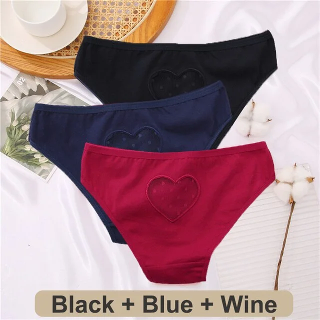 3PCS/Set Cotton G-String Seamless Thong Women Transparent Heart Low Waist Panties Ladies Underwear Panty Comfortable Lingerie