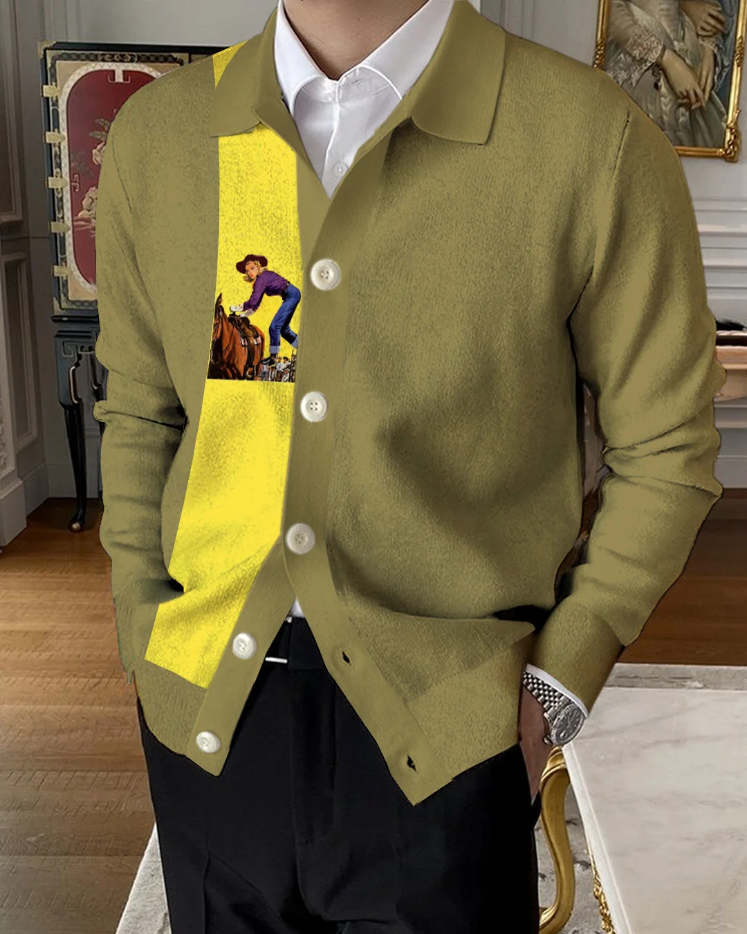 Men's Lapel Knitted Sweater Cardigan 4586