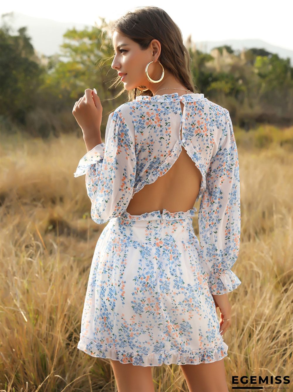 Fashion Short Floral Chiffon Dress Women's Cake Skirt | EGEMISS