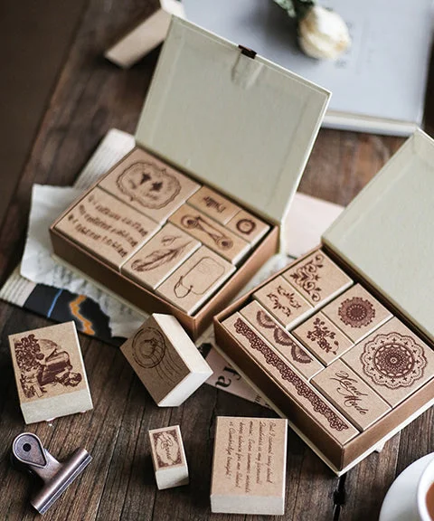 Travel Time Vintage Wooden Rubber Stamps Set-Himinee.com