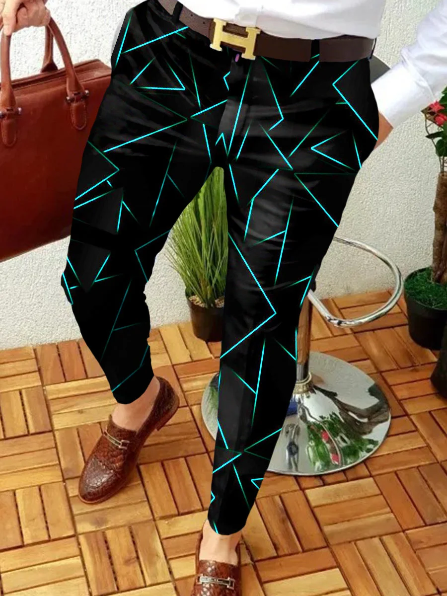 Men's Abstract Printing Casual Suit Pants