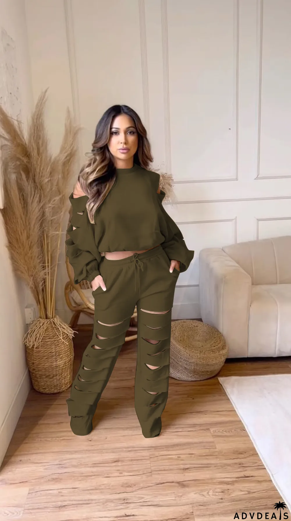 Casual Suit Ripped Fashionable Tracksuit