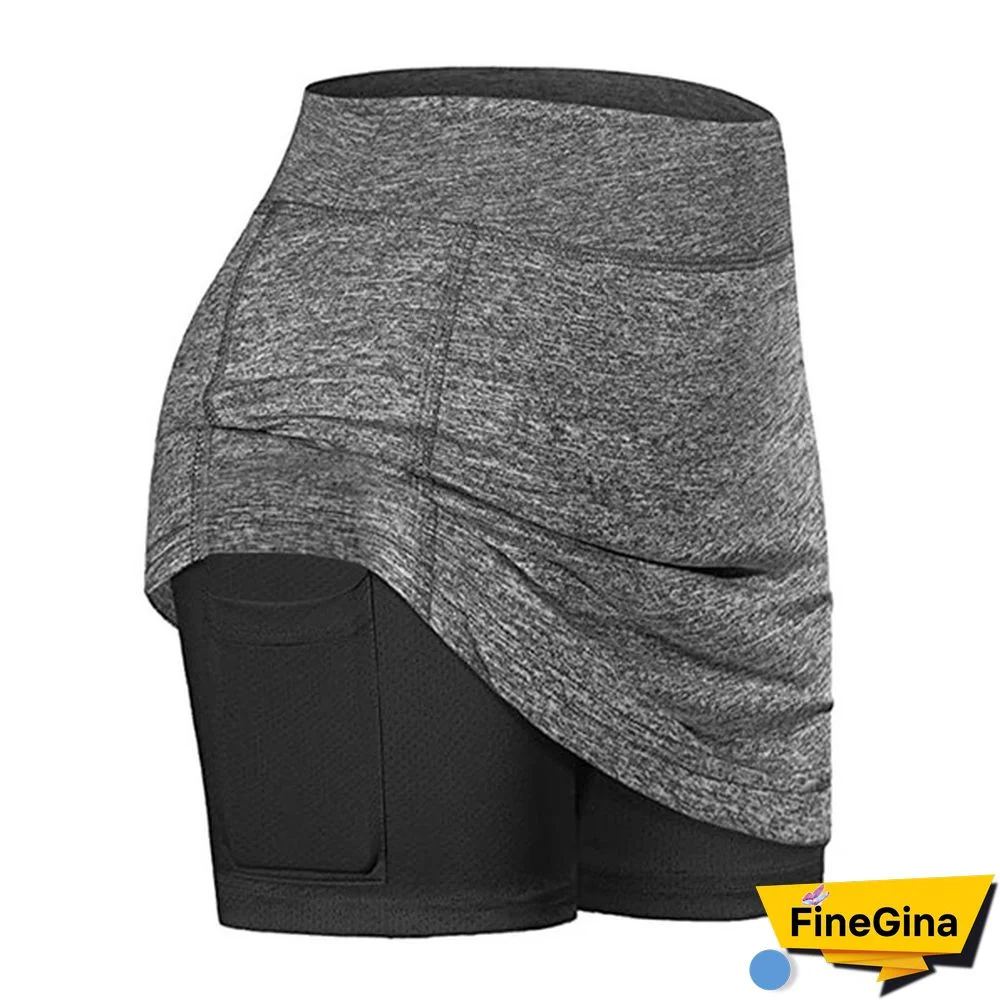 Women Running 2 In 1 Active Skorts Tennis Skirt Workout Clothing High Waist Sport Shorts Fitness Yoga