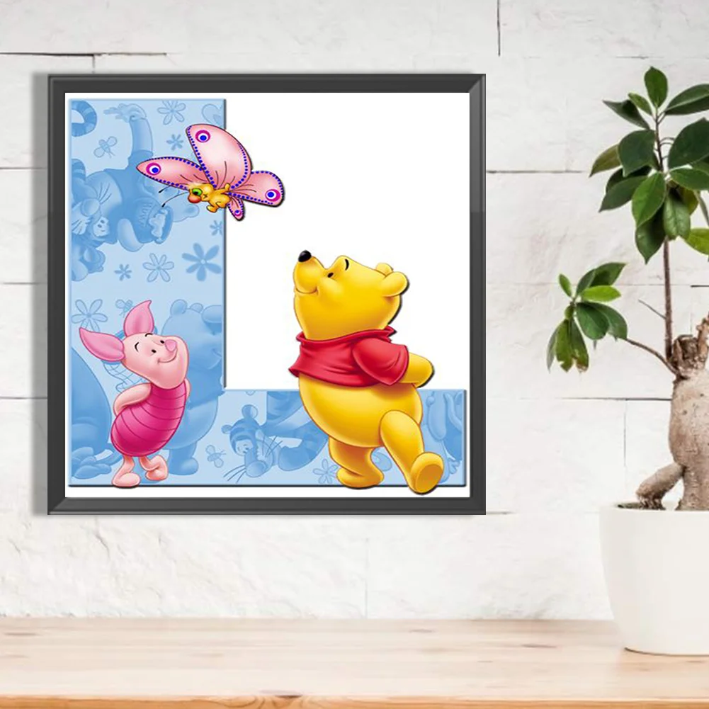 5D DIY Full Round Drill Diamond Painting Winnie the Pooh Letter L Kit Decoration