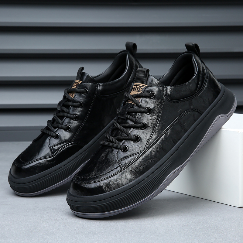 Drawato Men's Casual Shoes outdoor Lace Up Men Sneakers Genuine Leather black brown oxfords Shoes Man High Quality office Shoes for men