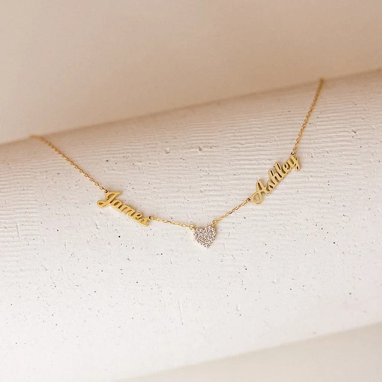 For Families - Diamond Heart Name Custom Necklace