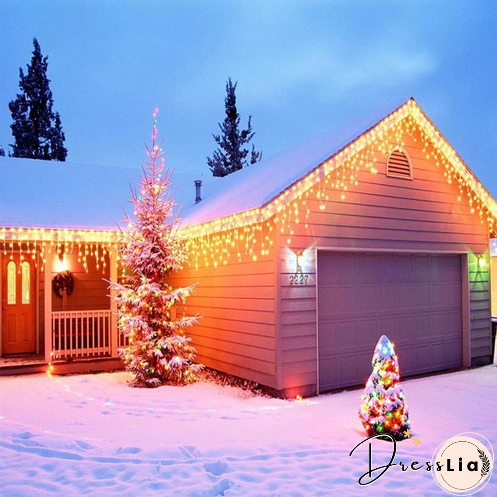 5M Christmas LED Curtain Icicle String Lights Droop 0.4-0.6m AC 110V/220V Garden Street Outdoor Decorative Holiday Light