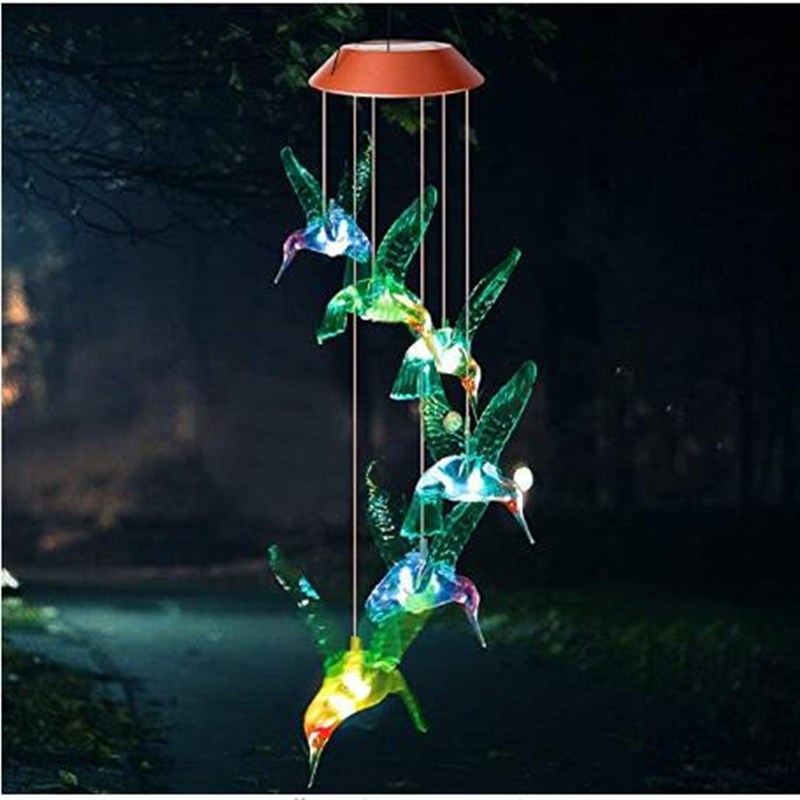 

LED Solar Energy Hummingbird Wind Chime Lamp Color Changing Light, 501 Original