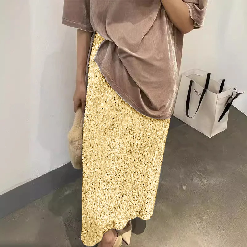 Brownm Brownm New Fashion High-Rise Thin-Skinny Dress Women Tight Waist After Open Elastic Straight Skirt