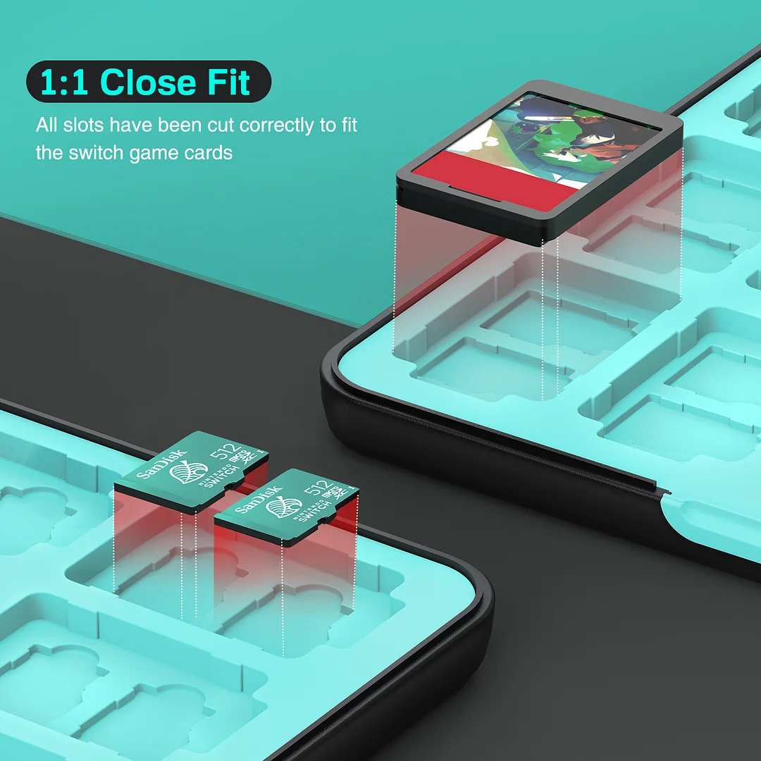 DinoFire Switch Game Holder for Nintendo Switch Game, Switch Game Card Case Holder with 36 Slots Switch Cartridge Case Storage with Magnetic Clip & Soft Lining