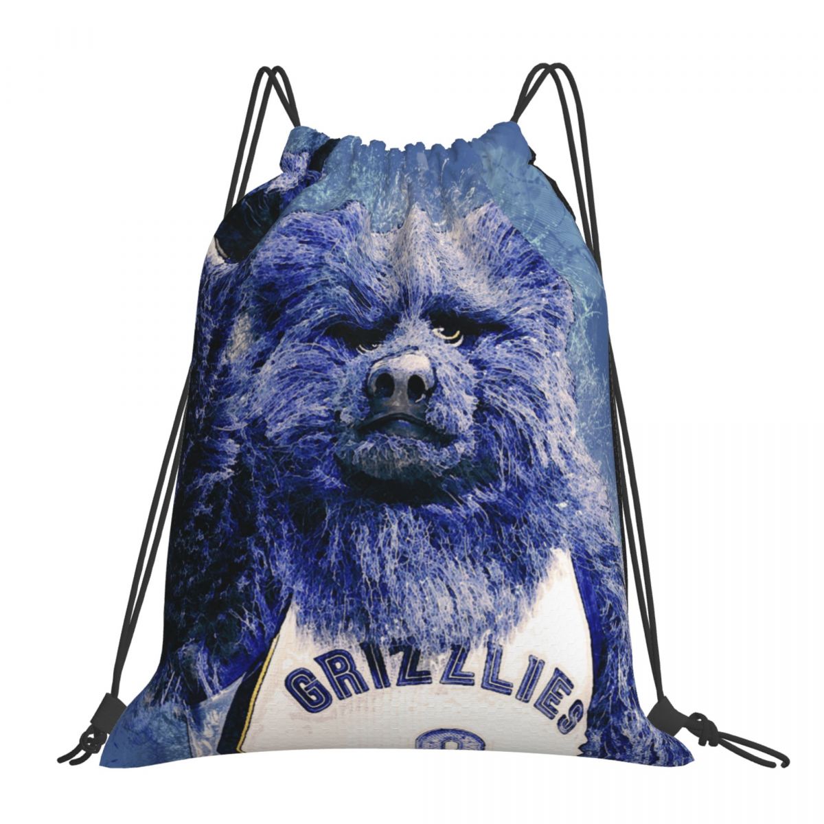 Memphis Grizzlies Grizz Official Mascot Portrait Foldable Sports Gym Drawstring Bag