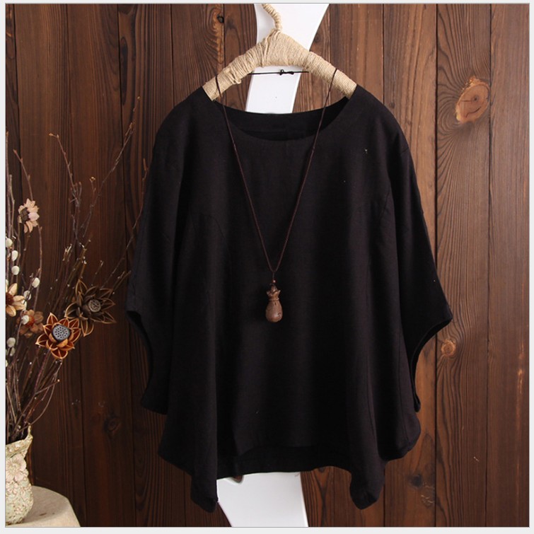 wearshes Casual Loose Cotton And Linen T-Shirt