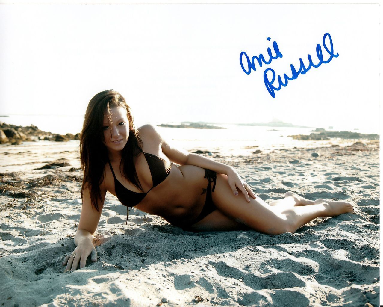 AVRIE RUSSELL hand-signed SEXY BAREFOOT BEACH BIKINI 8x10 uacc rd coa IN-PERSON