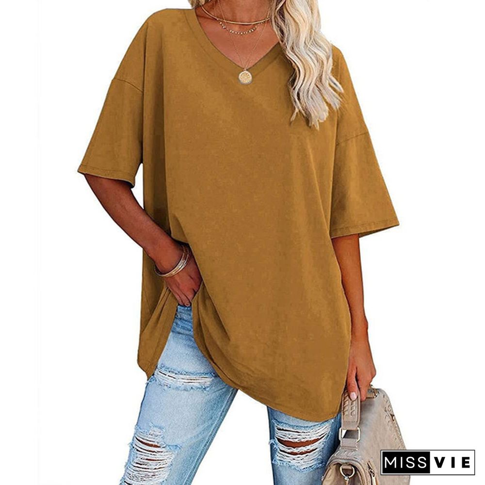 XS-8XL Spring Summer Tops Plus Size Fashion Clothes Womens Casual Short Sleeve Tee Shirts