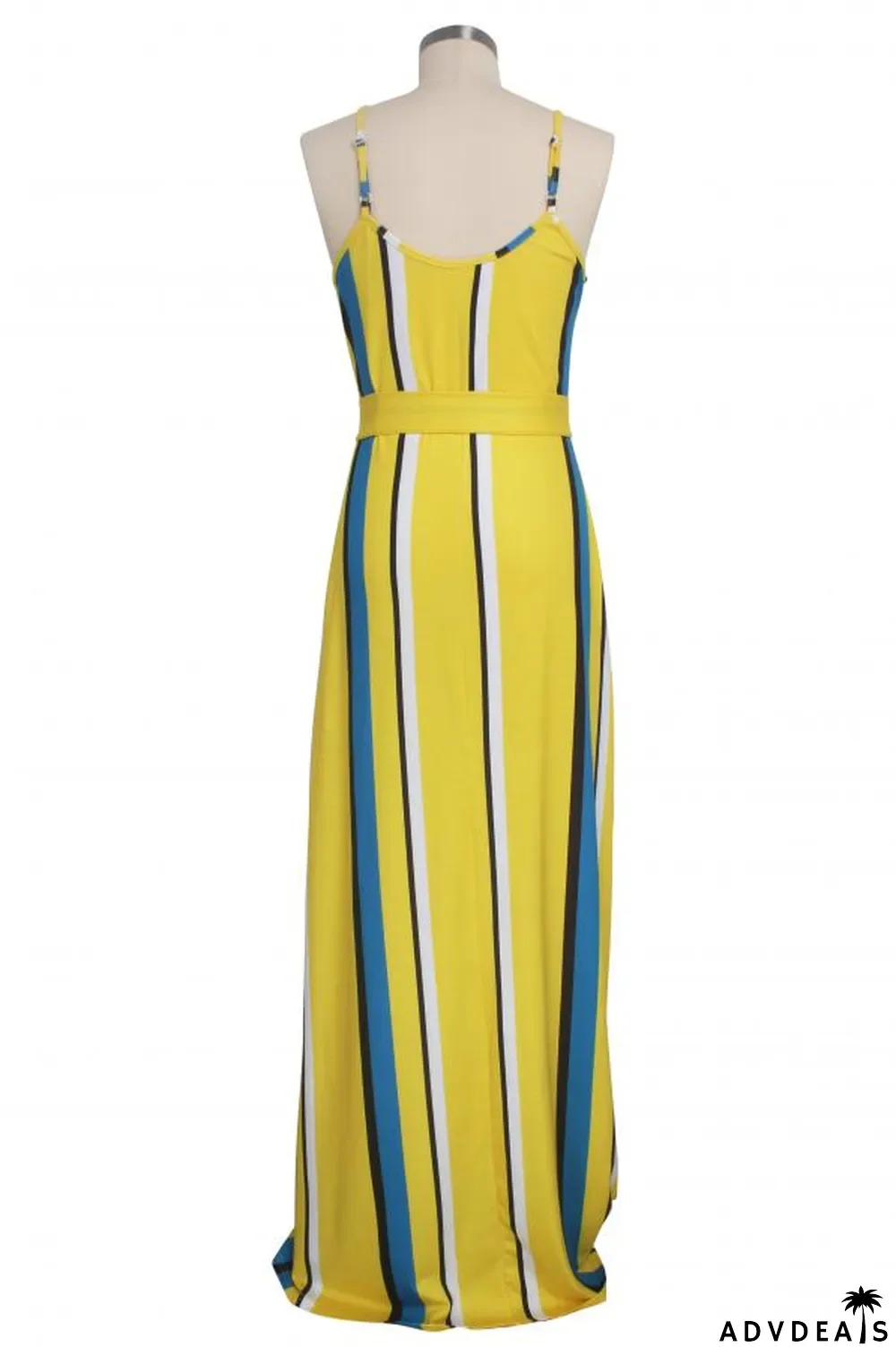 purple Polyester Fashion Sexy Spaghetti Strap Sleeveless Slip A-Line Floor-Length Print asymmetrical Stripe