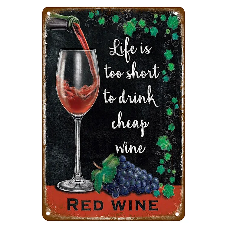 Red Wine - Vintage Tin Signs/Wooden Signs - 7.9x11.8in & 11.8x15.7in