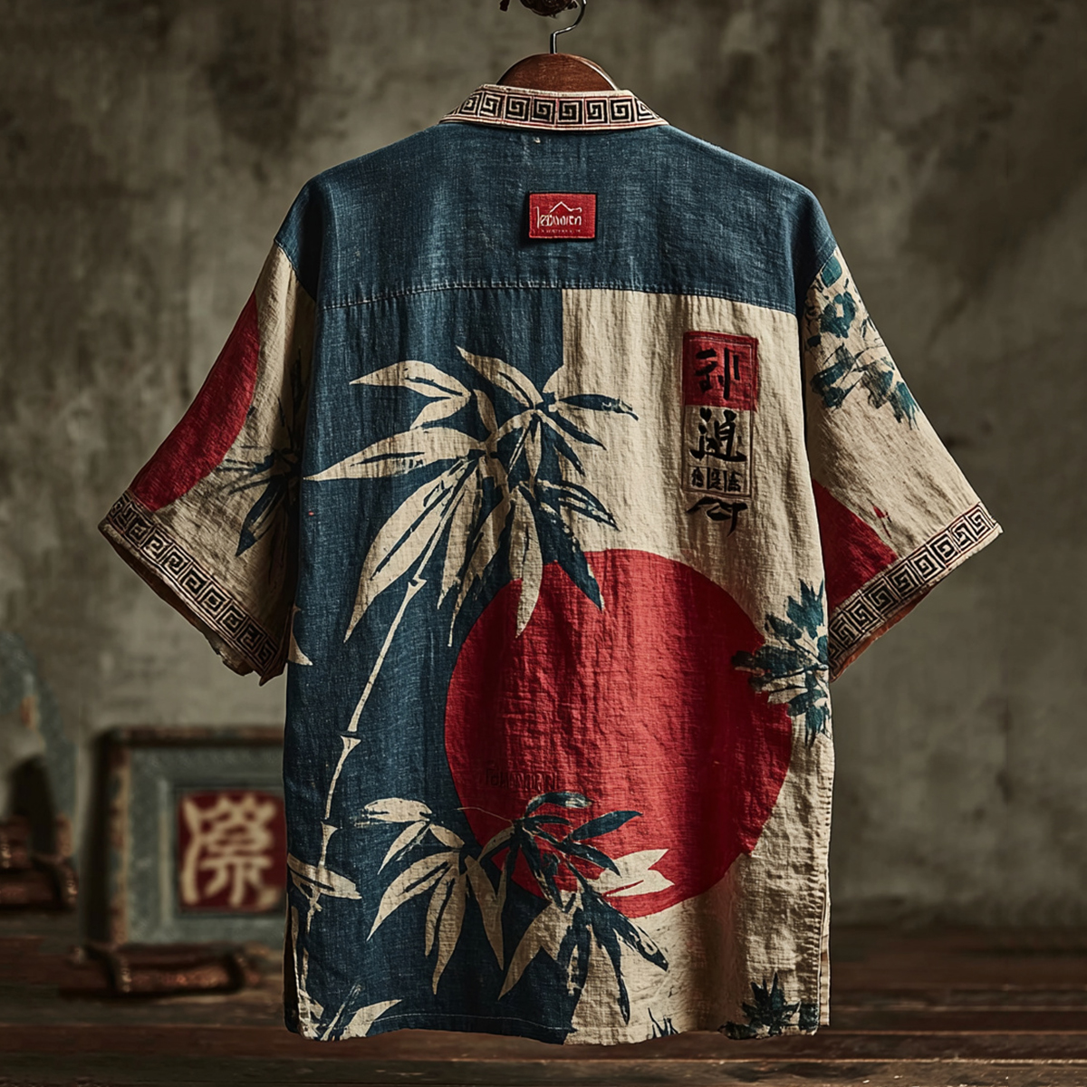 Men's Retro Japanese Bamboo Art Short Sleeve Shirt elevenforest